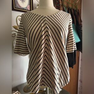 Striped Women's Top - Black and Cream